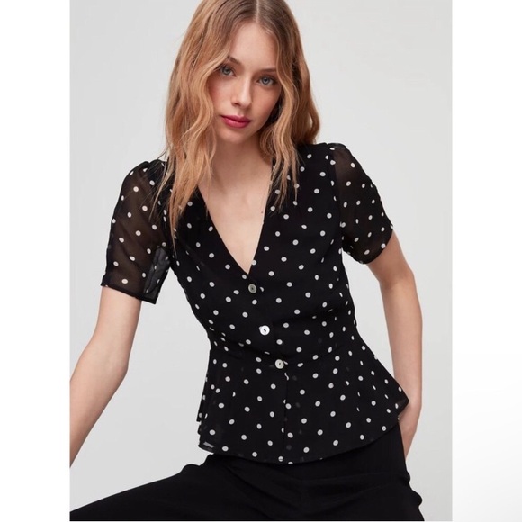 Wilfred WHT! peplum polka dot blouse 00 - Picture 1 of 5